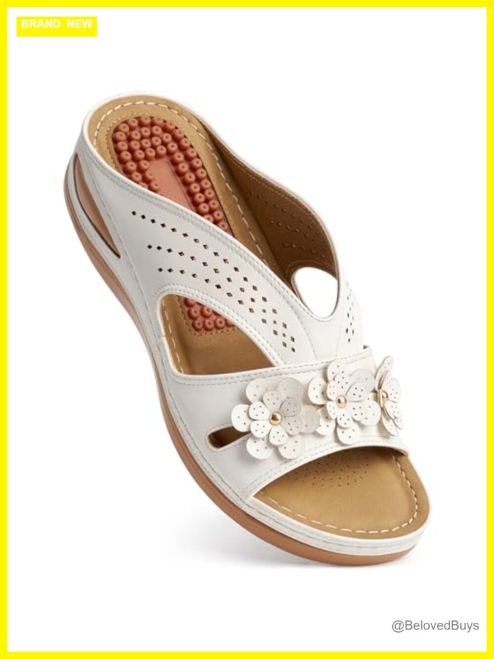 Comfortable Wedge Platform Sandals with Flower Pattern, Slip On, Cushioned